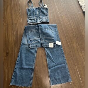 Zara two pieces denim cargo top and pants